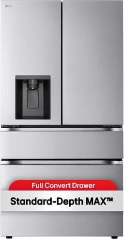 LG - 36-in Wide Standard-Depth Max 28.6 cu. ft. 4-Door French Door Smart Refrigerator With Full Convert Drawer - Printproof Stainless Steel Look | Fridge.com