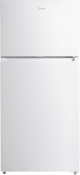 Midea MRT14D2BWW Refrigerator, 14.2 Cu.ft Top Mount Refrigerator Freezer-2 Door Fridge, Adjustable Electrical Thermostat Control, Reversible Door, Humidity-controlled, Frost-Free, ADA, White | Fridge.com