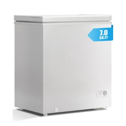 7.0 cu ft White Chest Freezer, Deep Freezer With Removable Storage Basket & 7 Level Adjustable Temperature | Fridge.com