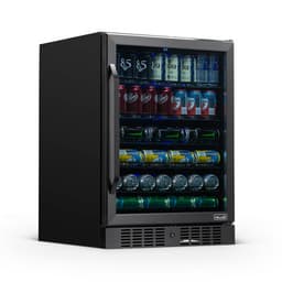 NewAir Beverage Refrigerator with Glass Door | 177 Can Mini Fridge for Bedroom, Dorm, Office, or Gaming Setup | Soda, Beer, and Wine Cooler | Black Stainless Steel | Fridge.com