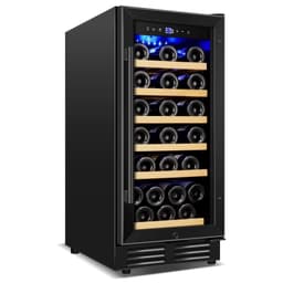 15 Inch Single Zone Wine Refrigerator, Mini Wine Cooler, Holds 30 Bottles, Built-In Or Freestanding With LED Light, Safety Lock, Removable Shelves | Fridge.com