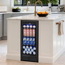 15 Inch Built-In/Freestanding Beverage Refrigerator Cooler 130 Can Beer Cooler Mini Beer Drink Fridge With Glass Door And Lock Under Counter Black Cla | Fridge.com