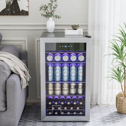 17.52 Inch 150 Can Beverage Refrigerator, Glass Door, Digital Temp Control, Adjustable Shelves With Bottom Retention Guard Rail, Freestanding/Built-In | Fridge.com