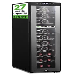NutriChef 27 Bottle Wine Fridge | Dual Zone Adjustable Temperature Control 41F To 64F | Ultra Quiet | Wine Cooler For Home, & Office | Freestanding | Fridge.com