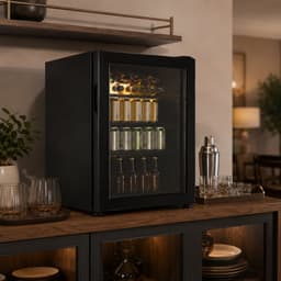Rolipo 1.8 cu. ft. Freestanding Beverage Cooler With Tempered Glass Door, Wire Shelf And LED Interior Light, Black | Fridge.com
