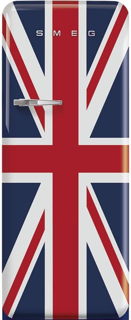 Smeg FAB28 50's Retro Style Aesthetic Top Freezer Refrigerator with 9.93 Cu Total Capacity, Multiflow Cooling System, Adjustable Glass Shelves 24-Inches, Union Jack Right Hand Hinge Made In Italy | Fridge.com