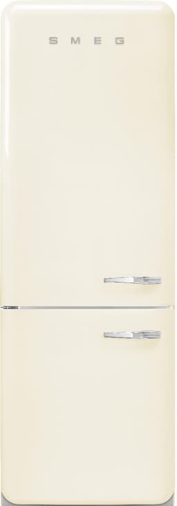 Smeg FAB38 Retro Style Refrigerator with Bottom Freezer – Made in Italy – Multiflow Cooling – LED Lighting – Glossy Finish – 3 Adjustable Glass Shelves - Cream | Fridge.com