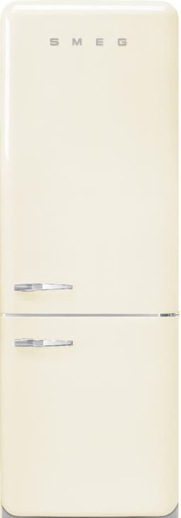 Smeg FAB38 Retro Style Refrigerator with Bottom Freezer – Made in Italy – Multiflow Cooling – LED Lighting – Glossy Finish – 3 Adjustable Glass Shelves - Cream | Fridge.com