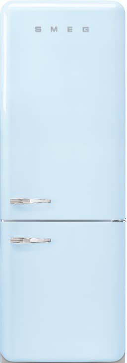 Smeg FAB38 Retro Style Refrigerator with Bottom Freezer – Made in Italy – Multiflow Cooling – LED Lighting – Glossy Finish – 3 Adjustable Glass Shelves - Pastel Blue | Fridge.com