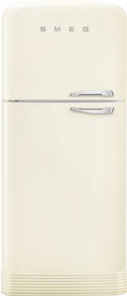 Smeg FAB50 Retro Style Refrigerator – 19.28 cu. ft. Freestanding Fridge-Freezer, Dual Cooling, No-Frost, Adjustable Glass Shelves, Chrome Handle – Cream – Made in Italy | Fridge.com
