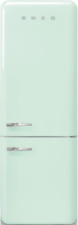 Smeg FAB38 Retro Style Refrigerator with Bottom Freezer – Made in Italy – Multiflow Cooling – LED Lighting – Glossy Finish – 3 Adjustable Glass Shelves - Pastel Green | Fridge.com