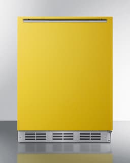 Summit Appliance BRF631BKYADA 24" Wide Refrigerator-Freezer, Saffron Gold Door, 5.1 cu.ft Capacity, Cycle Defrost, Professional Handle, Interior Light, Adjustable Thermostat, ADA Compliant | Fridge.com