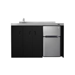 Summit Appliance CK54SINKL 54 Wide All-In-One Kitchenette, Stainless Steel Sink and Faucet, 2-door Refrigerator-freezer, 2-burner Smooth-top Cooktop, Storage Compartments, 115V Operation, Black | Fridge.com