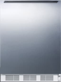 Summit Appliance CT661WSSHH 24" Wide Refrigerator-Freezer; Cycle Defrost; Stainless Steel Wrapped Door; Professional Towel Bar Handle; Adjustable Glass Shelves; Clear Crisper; White Cabinet | Fridge.com
