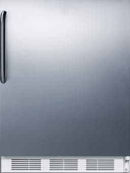 Summit Appliance CT661WSSTB 24" Wide Refrigerator-Freezer; 5.1 cu.ft.; Cycle Defrost; Clear Crisper; Stainless Steel Wrapped Door; Professional Towel Bar Handle and White Cabinet | Fridge.com