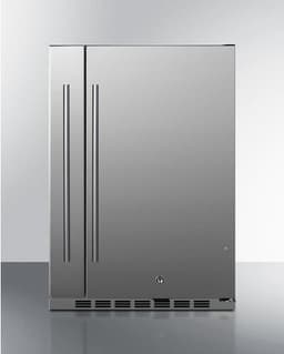 Summit Appliance FF19524 24'' Wide Built-In All-Refrigerator, Slide-Out Storage Compartment, Complete Stainless Steel Construction, LED Lighting, Adjustable Shelves, Thermostat, Sealed Back, Silver | Fridge.com