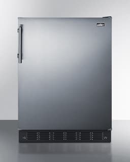 Summit FF6BK2SSLHD 24” Wide Under Counter Refrigerator 5.5 cu.ft. Made in Europe with Automatic Defrost Operation, Reversible Stainless-Steel Door, and Deluxe black interior (Left-Hand Door) | Fridge.com