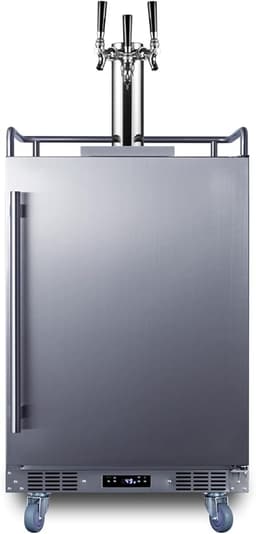 Summit Appliance SBC683OSTRIPLE 24" Wide Built-in Outdoor Beer Kegerator, 5.6 cu.ft Interior, Weatherproof, Automatic Defrost, Digital Thermostat, Tap Cool System, Adjustable Shelves, 4 Casters | Fridge.com