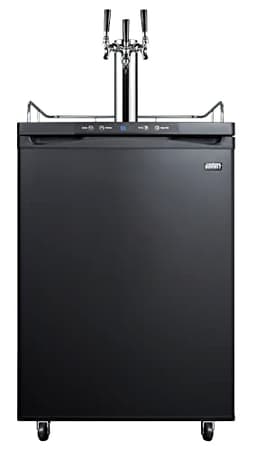 Summit Appliance SBC635MTRIPLE 24" Wide Kegerator, Black; Full-Sized Beer Dispenser; 5.6 cu.ft Capacity; Triple Tap System; Stainless Steel Floor Cover; Digital Thermostat; Automatic Defrost | Fridge.com