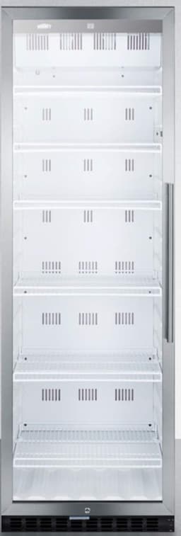Summit Appliance SCR1400WLH Commercial Beverage Merchandiser with 12.6 Cu.Ft. Capacity, Left Hand Door, Frost-Free Operation, Digital Thermostat, Self-Closing Door and White Cabinet | Fridge.com