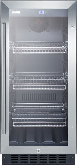 Summit 15” Beverage Center, 2.45 cu.ft. Capacity, Stainless Steel & Glass- SCR1536BG | Fridge.com