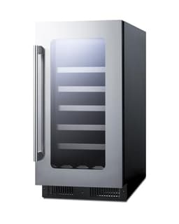 Summit 18” Wine Cellar, Built in Wine Refrigerator, 29 Bottle Capacity, Single Zone Wine Cellar, Stainless Steel & Glass- CL18WC | Fridge.com