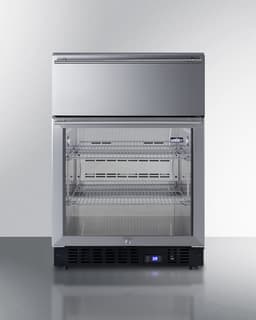 Summit Appliance SCR615TDCSS 24" Wide Built-In Beverage Refrigerator With Top Drawer, Stainless Steel Interior, 4.76 cu.ft Capacity, Automatic Defrost, LED Lighting, Digital Thermostat, Sabbath Mode | Fridge.com
