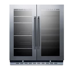 Summit 30” Wine Cellar/Beverage Center Combination Unit, 33 Bottle Capacity, 5.8 cu.ft. Capacity, Built-In Commercial Beverage Center, French Doors, Stainless Steel- SWBV3067B | Fridge.com