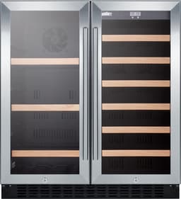 Summit SWBV3071 Under Counter Beverage Refrigerator - Stainless Steel Doors with Glass and Black Cabinet, Glass/Black | Fridge.com