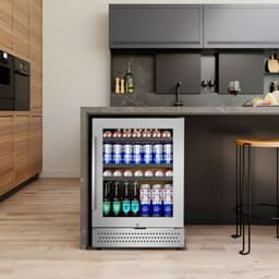 Tazpi 24" Built-In Or Freestanding 210 Cans (12 oz.) Beverage Refrigerator With Glass Door | Fridge.com