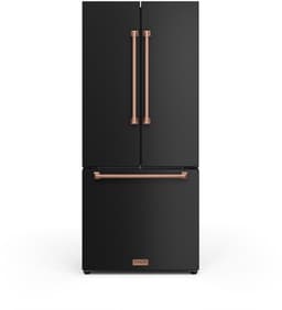 30 in. Wide Gordon Ramsay Series By Thor Kitchen 17.5 cu. ft. Counter Depth Refrigerator With Rose Gold Hardware - Black | Fridge.com