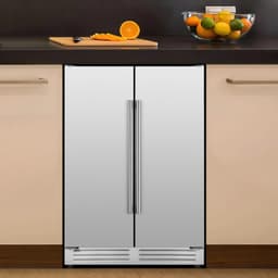 24-Inch 180-Can French Door Beverage Refrigerator, Built-In Or Freestanding Beer & Drink Cooler, Black And Silver Stainless Steel Options, Dual Handle | Fridge.com