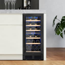 15" Wine Premium Refrigerator 30 Bottle Dual Zone Wine Cooler With Two Handle And Reversible Hinge | Fridge.com