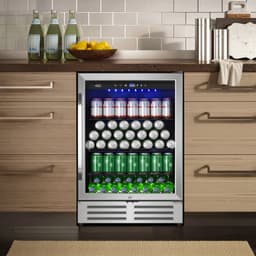 24-Inch 210 Can Freestanding/Built-In Beverage Cooler - Energy Efficient, Quiet, Home Bar Fridge With Safety Lock | Fridge.com