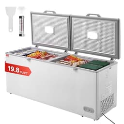 VEVOR Chest Freezer, 19.8 Cu.ft / 561 L Large Deep Freezer with Split Top Double Locking Lids, Freestanding Commercial Chest Freezer & 4 Removable Baskets, 7-Level Adjustable Temp, LED Light, 6 Wheels | Fridge.com