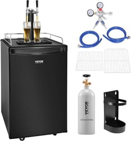 VEVOR Beer Kegerator, Dual Tap Commercial Draft Beer Dispenser for D system, Full Size Keg Refrigerator with 5lbs CO2 Tank, Hold 2 Sixth / 2 Ball lock keg, Black | Fridge.com