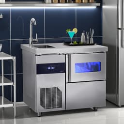 Commercial Ice Maker Freestanding Worktop Machine 132 lbs/24H With Sink | Fridge.com