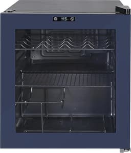 West Bend Beverage Cooler Refrigerator 15 Wine Bottle/60 Can Capacity, Glass Door, 17-Inch Wide Freestanding, Adjustable Thermostat Control, 1.6-Cu.Ft, Slate Blue | Fridge.com