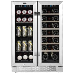Whynter Cooler BWB-2060FDS Built-in French Door 20 Bottle Wine Refrigerator 69 Can Beverage Center, Stainless Steel, 24" Wide Dual Zone, Silver | Fridge.com