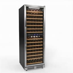 16 cu.ft. Dual Zone 160 Bottle Capacity Built-In Wine Cooler In Black With 15-Tier Beech Wood Shelves | Fridge.com