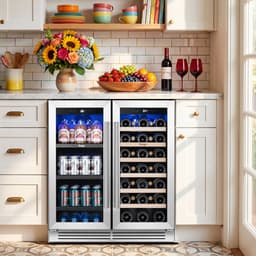 30 Inch Wine And Beverage Refrigerator, 28 Bottle And 120 Can Built-In  Dual-Zone Wine Cooler Fridge With French Door - Stainless Steel | Fridge.com