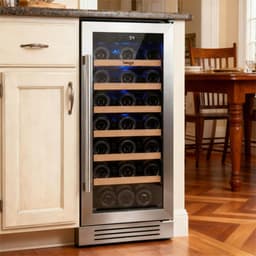 YEEGO 15" Single Zone Built-In Under Counter Wine Cooler, 33 Bottle Compressor Wine Refrigerator | Fridge.com