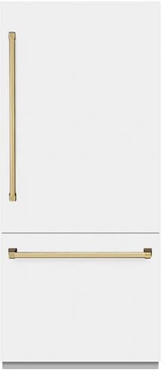 ZLINE 36 Inch Autograph 36" Built In Counter Depth Bottom Freezer Refrigerator GRBITZWM36G | Fridge.com