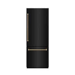 ZLINE Autograph 30 in. Black Steel Built-In Refrigerator W/ Gray Interior And Gold Helix Handles | Fridge.com