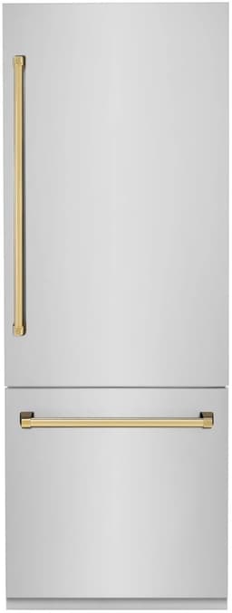 ZLINE 30 Inch Autograph 30" Built In Counter Depth Bottom Freezer Refrigerator RBIVZ30430G | Fridge.com