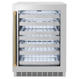 ZLINE Autograph 24 in. Touchstone Dual Zone Wine Cooler With Steel Glass Door & Gold Helix Handle | Fridge.com