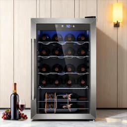 37 Bottle Wine Fridge, 4.45 cu.ft Freestanding Wine & Beverage Refrigerator With Reversible Double Pane Glass Door & Adjustable Shelves For Kitchen | Fridge.com