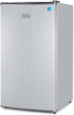 BLACK+DECKER 3.2 Cu. Ft. Compact Refrigerator, ENERGY STAR Small Refrigerator, Single Door Mini Fridge with Chiller Compartment, Personal Fridge for Home or Dorm Room, BCRK32V, Stainless Look | Fridge.com