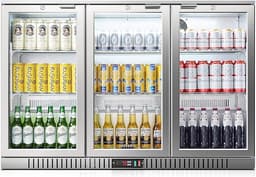 BODEGA BODEGACOOLER Back Bar Cooler With 3 Glass Doors,11.4 Cu.Ft Stainless Steel Commercial Back Bar Fridge with LED Lighting,Counter Height Bar Beverage Cooler for Beer,Soda Drinks,Wine | Fridge.com