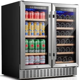 BODEGA 30" Dual Zone Wine & Beverage Refrigerator With Glass And Insulated Door, Built-In Or Freestanding Under Counter Cooler With Adjustable Shelvin | Fridge.com